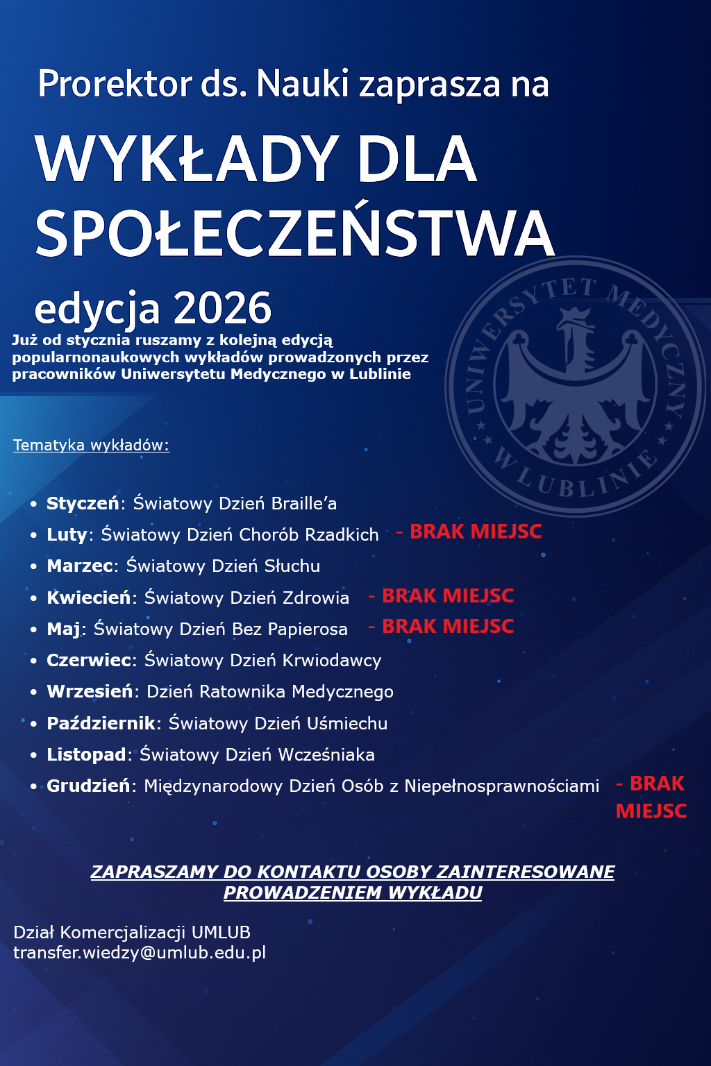 plakat - wykłady dla społeczeństwa 2026